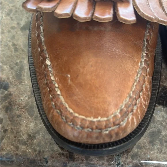 Cole Haan Brown Leather Tassel Slip-Ons - Picture 11 of 12